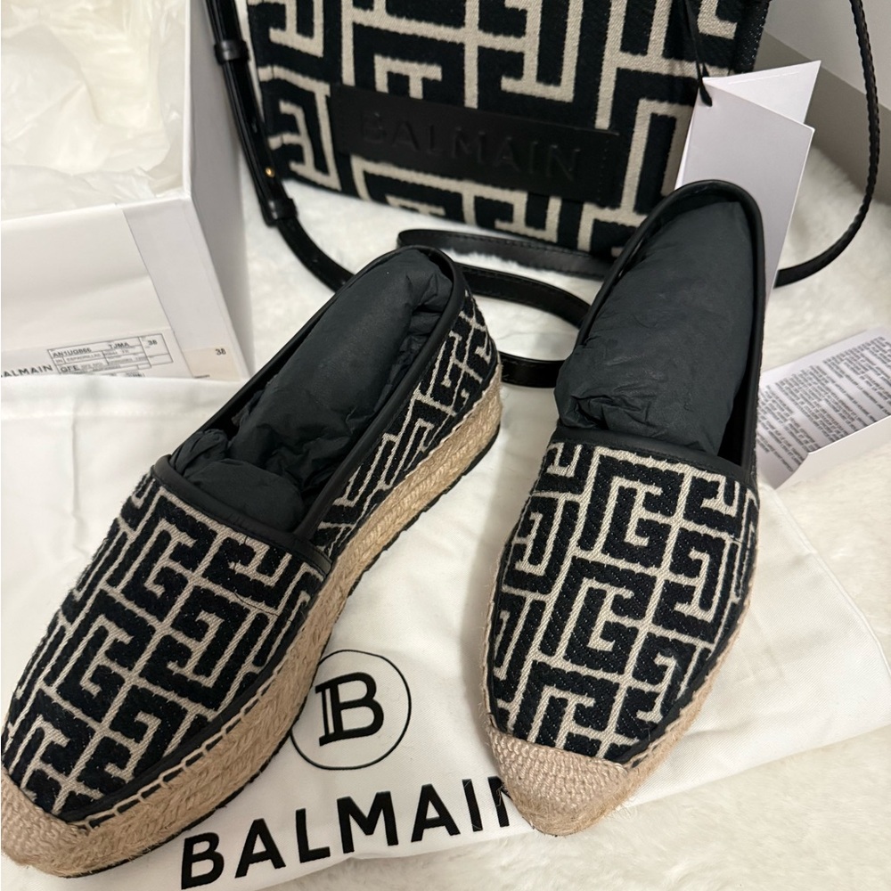 Balmain Black and Cream Espadrilles - Picture 3 of 13